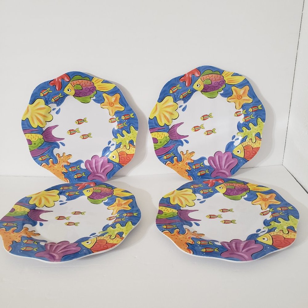 Trudeau Salad Fish Plates Kids Friendly Plate 10.5